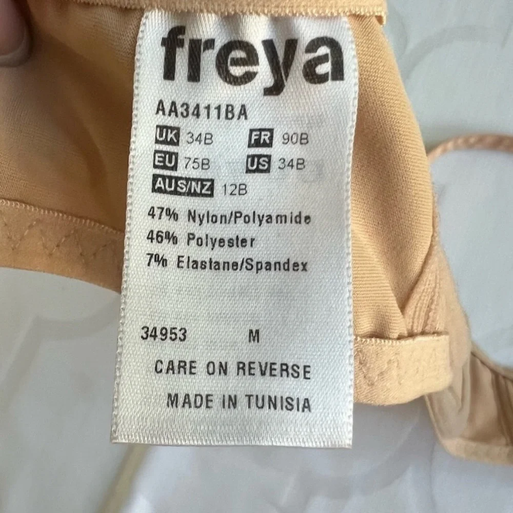 NWT FREYA Retro Underwire Padded Plunge Bra Bare Nude Smooth Molded Cups | 34B - Picture 7 of 8